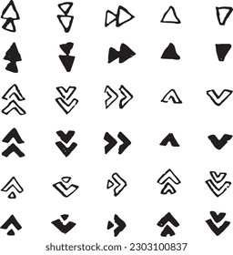 Simple monochrome handwritten arrow set
