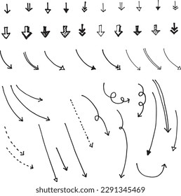 Simple monochrome handwritten style arrow set