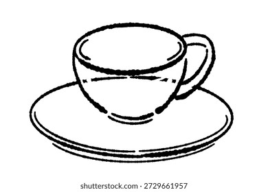 Simple Monochrome Herb Tea Cup Vector