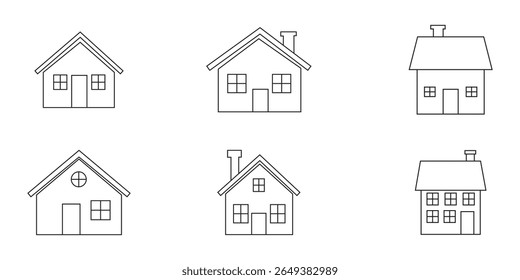 Simples monocromático conjunto de ícones da casa. aplicativos e sites. Ícones da página inicial da Coleção. Símbolo da casa eps 10