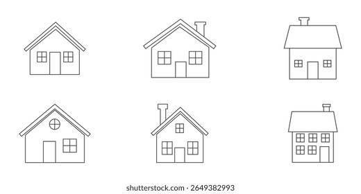 Simples monocromático conjunto de ícones da casa. aplicativos e sites. Ícones da página inicial da Coleção. Símbolo da casa eps 10