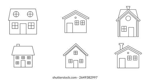 Simple monochrome house icon set. apps and websites. Collection home icons. House symbol eps 10