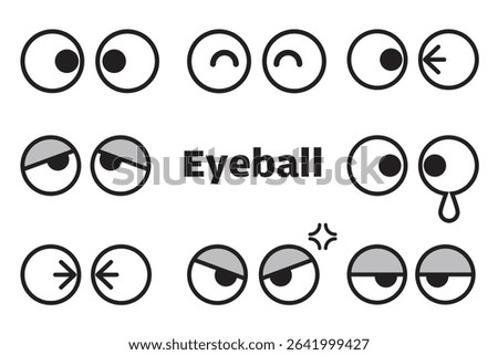 Simple monochrome icon set of eyeballs seen from the front