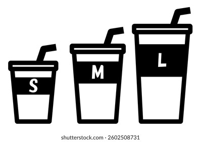 Simple monochrome icon of SML drinking cup