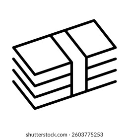 Simple monochrome icon of a stack of bills