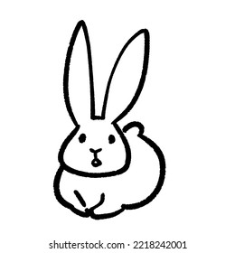Simple monochrome illustration of a cute rabbit looking at me.