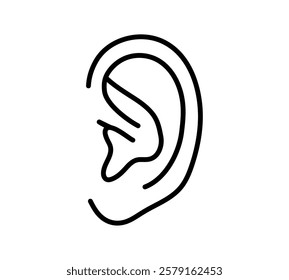 Simple monochrome illustration of an ear.