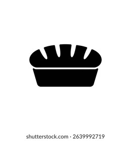 A simple, monochrome illustration of a loaf of bread, depicting its shape, crust, and implied texture. Perfect for culinary and baking projects.