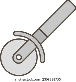 A simple monochrome illustration of a pizza cutter