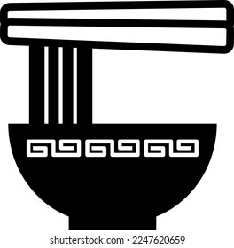 A simple monochrome illustration of a ramen bowl