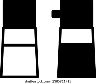 Simple monochrome illustration of seasoning dish, soy sauce and salt