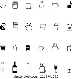 Simple monochrome illustration set of drinks