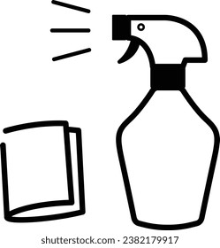 Simple monochrome illustration of spray and duster