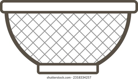 A simple monochrome illustration of a strainer