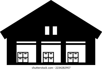 A simple monochrome illustration of a warehouse