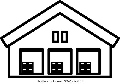 A simple monochrome illustration of a warehouse