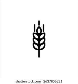 A simple monochrome line art symbol of a wheat stalk. Isolated on a white background.