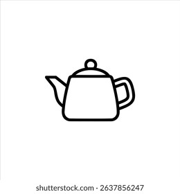A simple monochrome line art symbol of a teapot. Isolated on a white background.