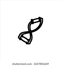 A simple monochrome line art symbol of a resistance band for fitness. Isolated on a white background.