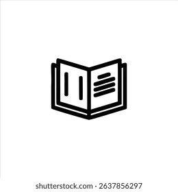 A simple monochrome line art symbol of a restaurant menu. Isolated on a white background.