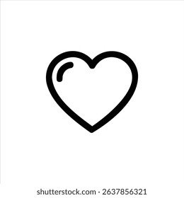 A simple monochrome line art symbol of a heart used for 'like' or 'favorite' actions. Isolated on a white background.