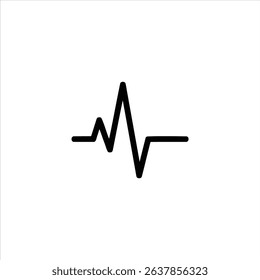 A simple monochrome line art symbol of a heartbeat ECG line. Isolated on a white background.