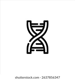 A simple monochrome line art symbol of a DNA double helix strand. Isolated on a white background.