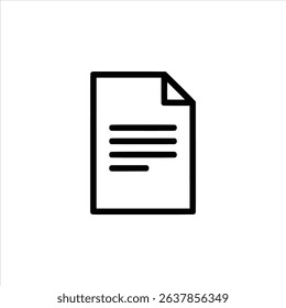 A simple monochrome line art symbol of a document with a folded top-right corner, isolated on a white background.