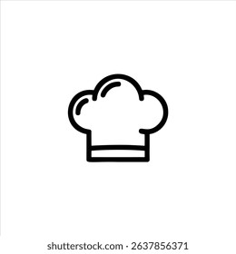A simple monochrome line art symbol of a chef hat. Isolated on a white background.