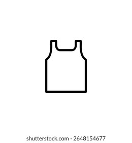 A simple monochrome line art symbol of a tank top with vertical armholes, isolated on a white background.