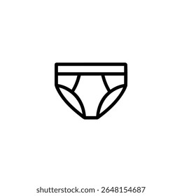 A simple monochrome line art symbol of briefs or underwear with a triangular shape, isolated on a white background.