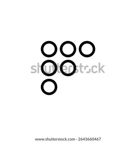 A simple monochrome line art symbol of a drag handle or grip dots for reordering or moving. Isolated on a white background.