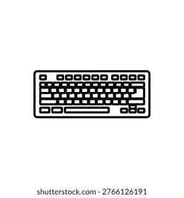 A simple, monochrome line drawing depicts a standard computer keyboard with rectangular keys and a spacebar.