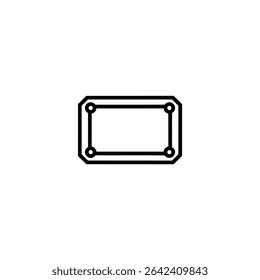 Simple monochrome line illustration of a blank rectangular award plaque, ready for customization. Minimalist vector design for recognition or memorial themes, isolated on white.