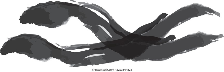 Simple monochrome lines that look like they were drawn with a paintbrush