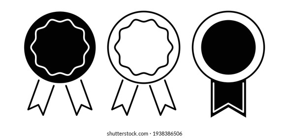 Simple monochrome medal icon, vector illustration.