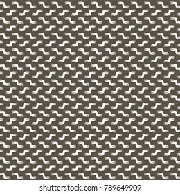 Simple monochrome pattern with twisted white shapes, inverted repeated on horizontal rows. Abstract vector.