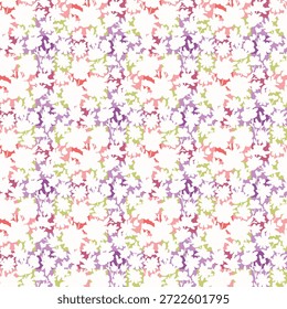 Simple monochrome seamless pattern with flowers silhouette, multicolor background