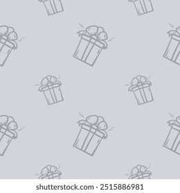 Simple monochrome seamless pattern with gift boxes. Vector background associated with shopping, promotions, holidays for gift paper, print, design.