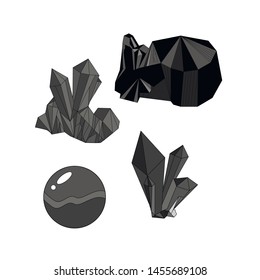 simple monochrome set of some crystals. 