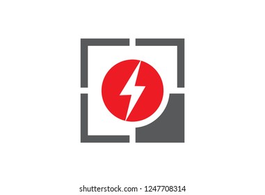 simple monochrome square electricity logo