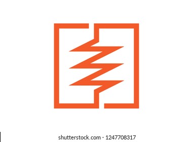 simple monochrome square electricity logo