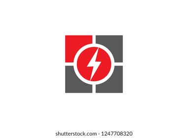 simple monochrome square electricity logo