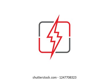 simple monochrome square electricity logo