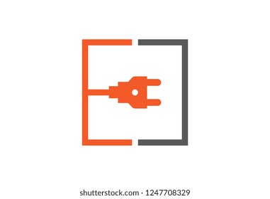 simple monochrome square electricity logo