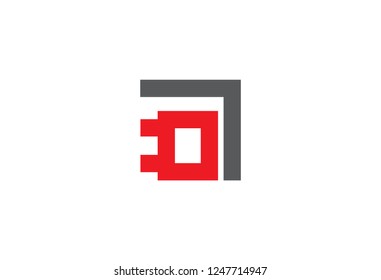 simple monochrome square electricity logo