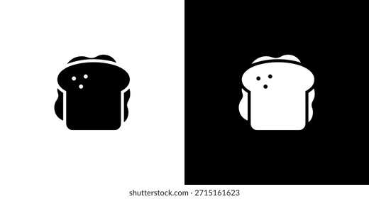 Pan tostado monocromo simple con el icono de comida del estilo del glifo superior