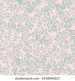 Simple monochrome two-color seamless pattern with flowers silhouette.