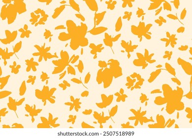 Patrón simple monocromático de dos colores sin fisuras con silueta de flores.
