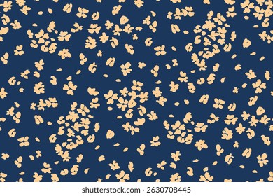 Simple monochrome two-color seamless pattern with flowers silhouette.
